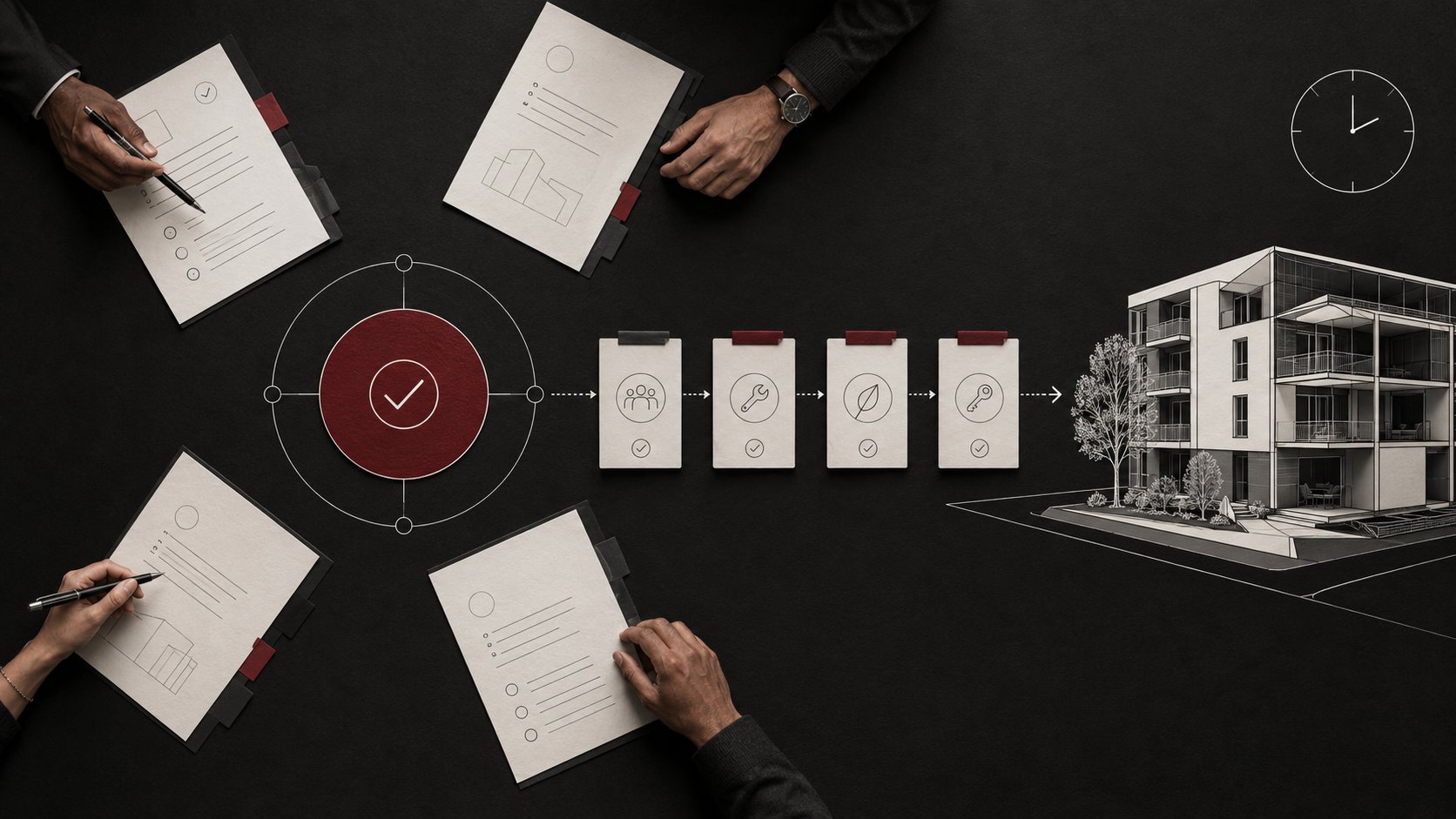 Illustration of trustees using an organised process to move property-management decisions forward.